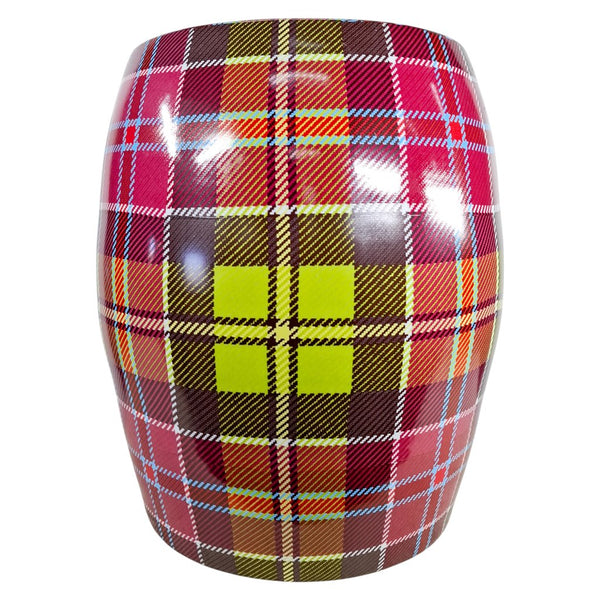 Danny's Fine Porcelain Plaid Porcelain Garden Stool - CLOSEOUT