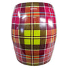 Danny's Fine Porcelain Plaid Porcelain Garden Stool - CLOSEOUT