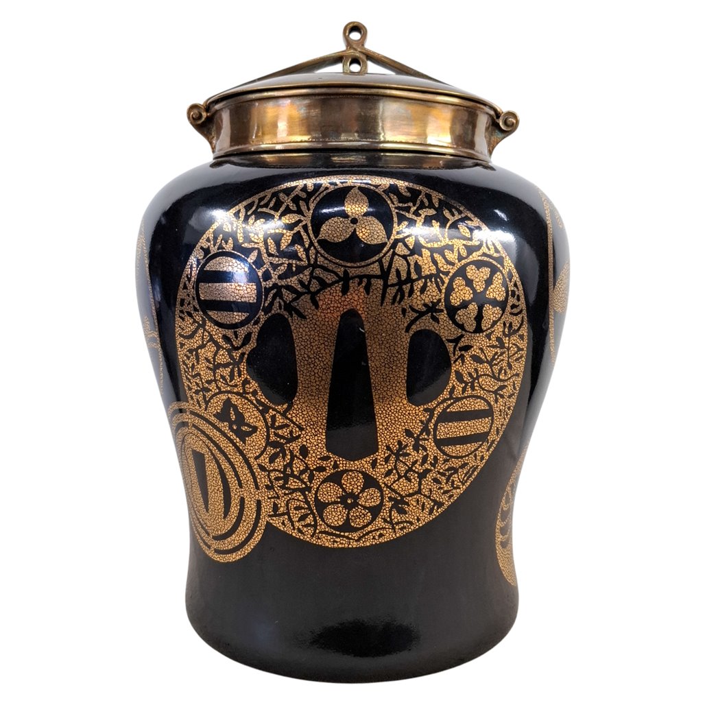 Danny's Fine Porcelain Black Gold Covered Jar - CLOSEOUT