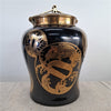 Danny's Fine Porcelain Black Gold Covered Jar - CLOSEOUT