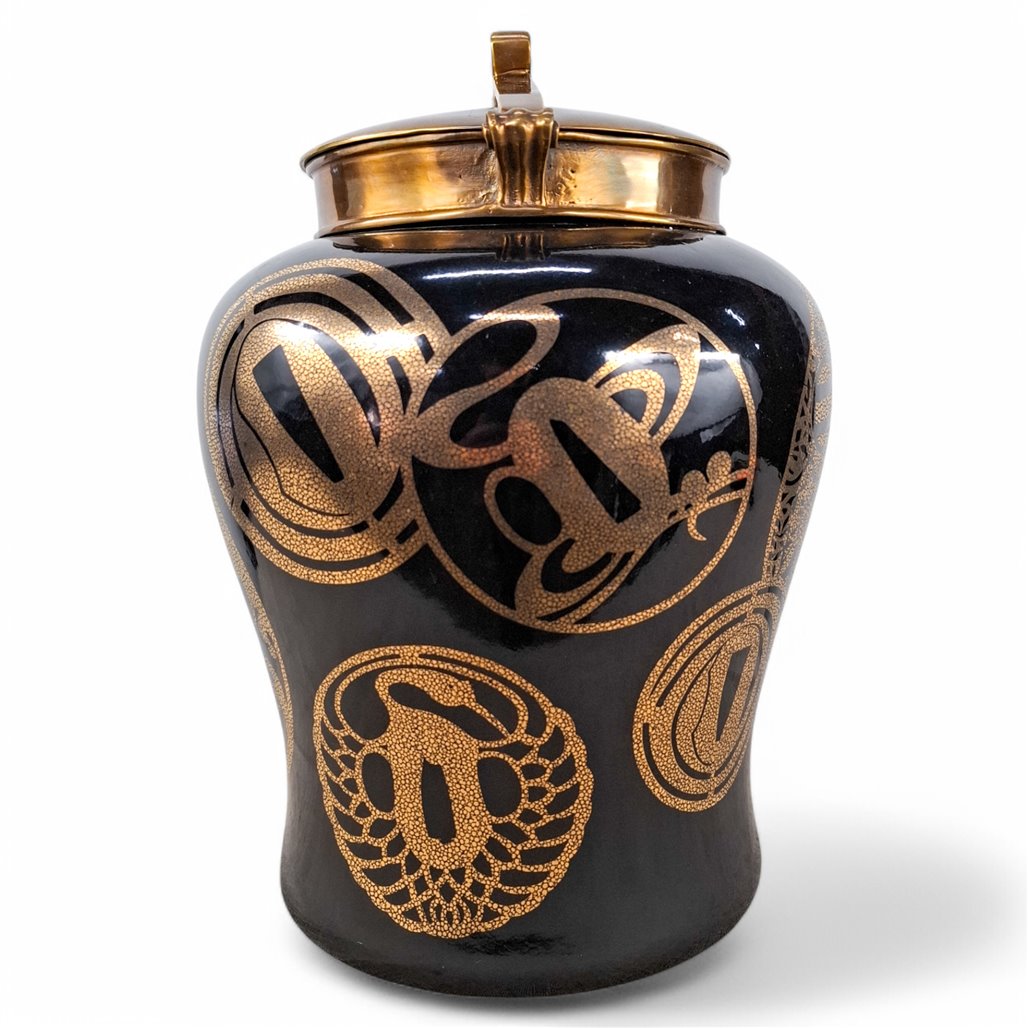 Danny's Fine Porcelain Black Porcelain Dragon Covered Jar - CLOSEOUT