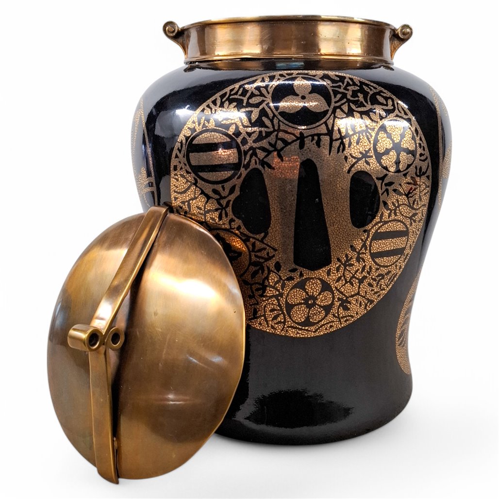 Danny's Fine Porcelain Black Porcelain Dragon Covered Jar - CLOSEOUT