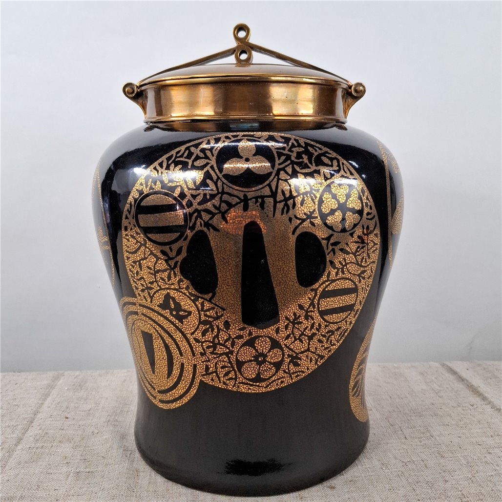 Danny's Fine Porcelain Black Porcelain Dragon Covered Jar - CLOSEOUT