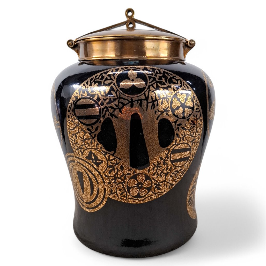 Danny's Fine Porcelain Black Porcelain Dragon Covered Jar - CLOSEOUT