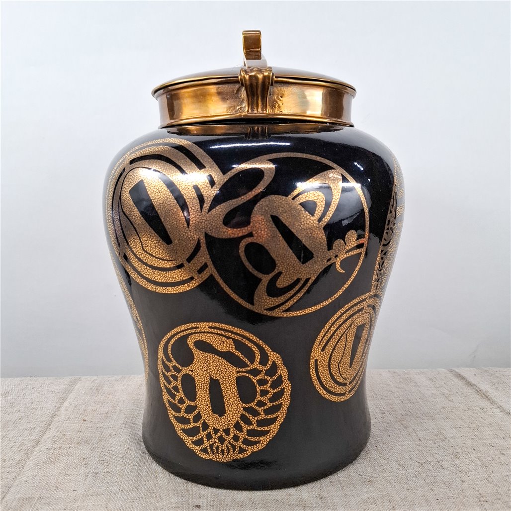 Danny's Fine Porcelain Black Porcelain Dragon Covered Jar - CLOSEOUT