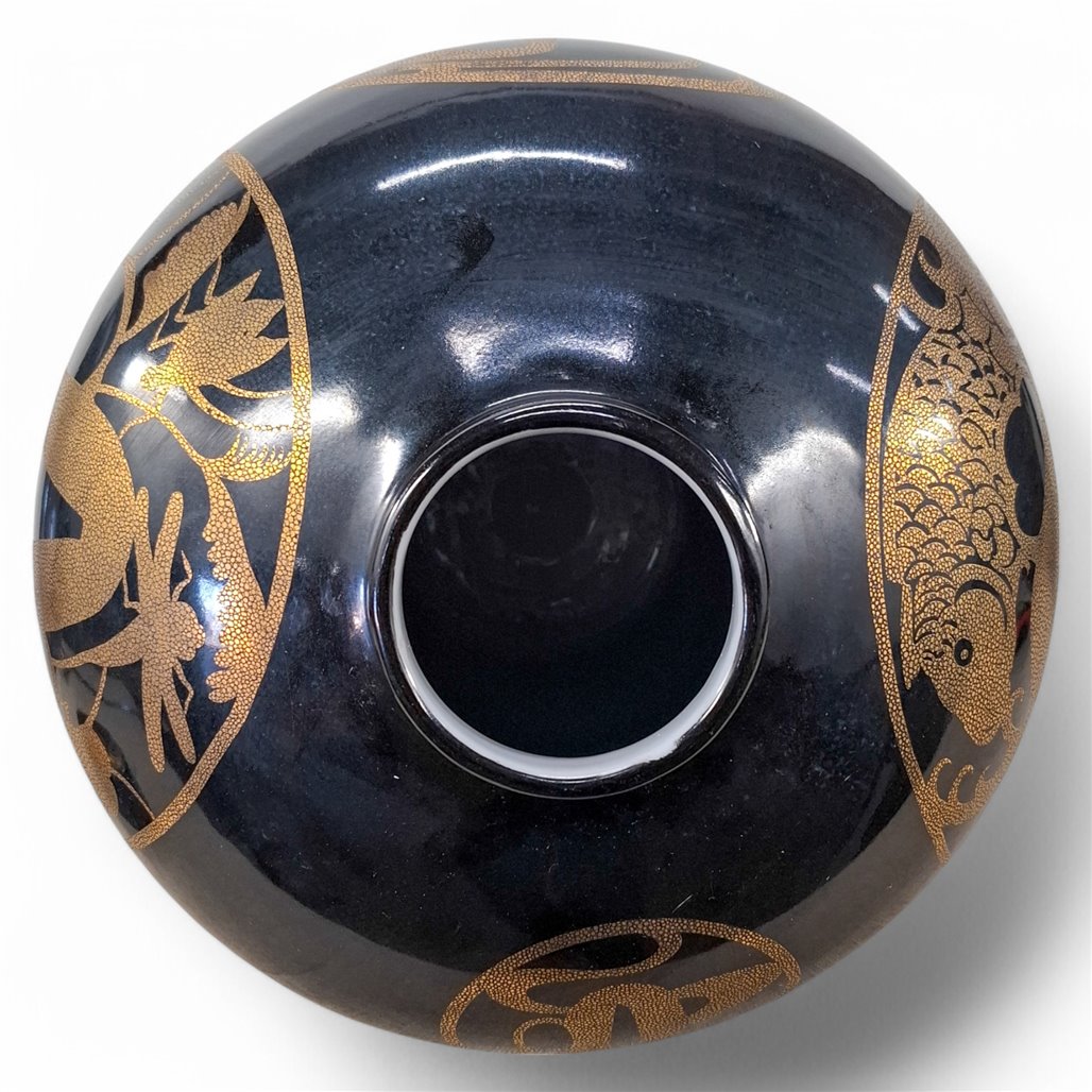 Danny's Fine Porcelain Black Gold Covered Jar - CLOSEOUT