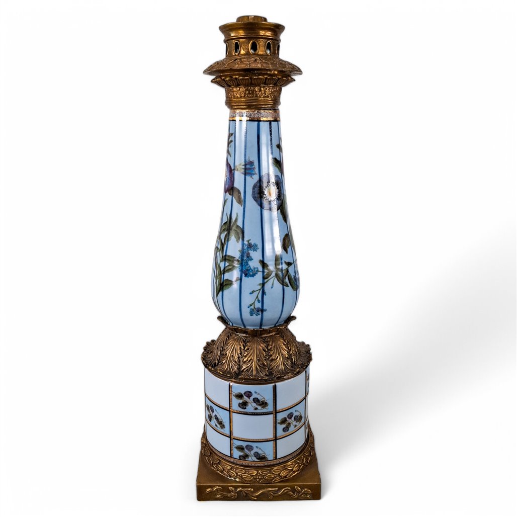 Danny's Fine Porcelain Porcelain Candle Holder with Bronze Ormolu - CLOSEOUT