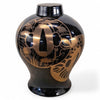 Danny's Fine Porcelain Black Gold Floral Round Vase - CLOSEOUT
