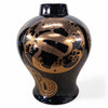 Danny's Fine Porcelain Black Gold Floral Round Vase - CLOSEOUT