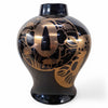 Danny's Fine Porcelain Black Gold Floral Round Vase - CLOSEOUT