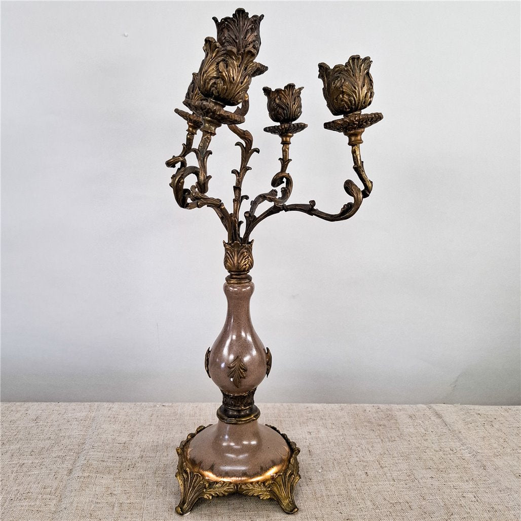 Danny's Fine Porcelain Antique Bronze Five Arm Candelabra - CLOSEOUT