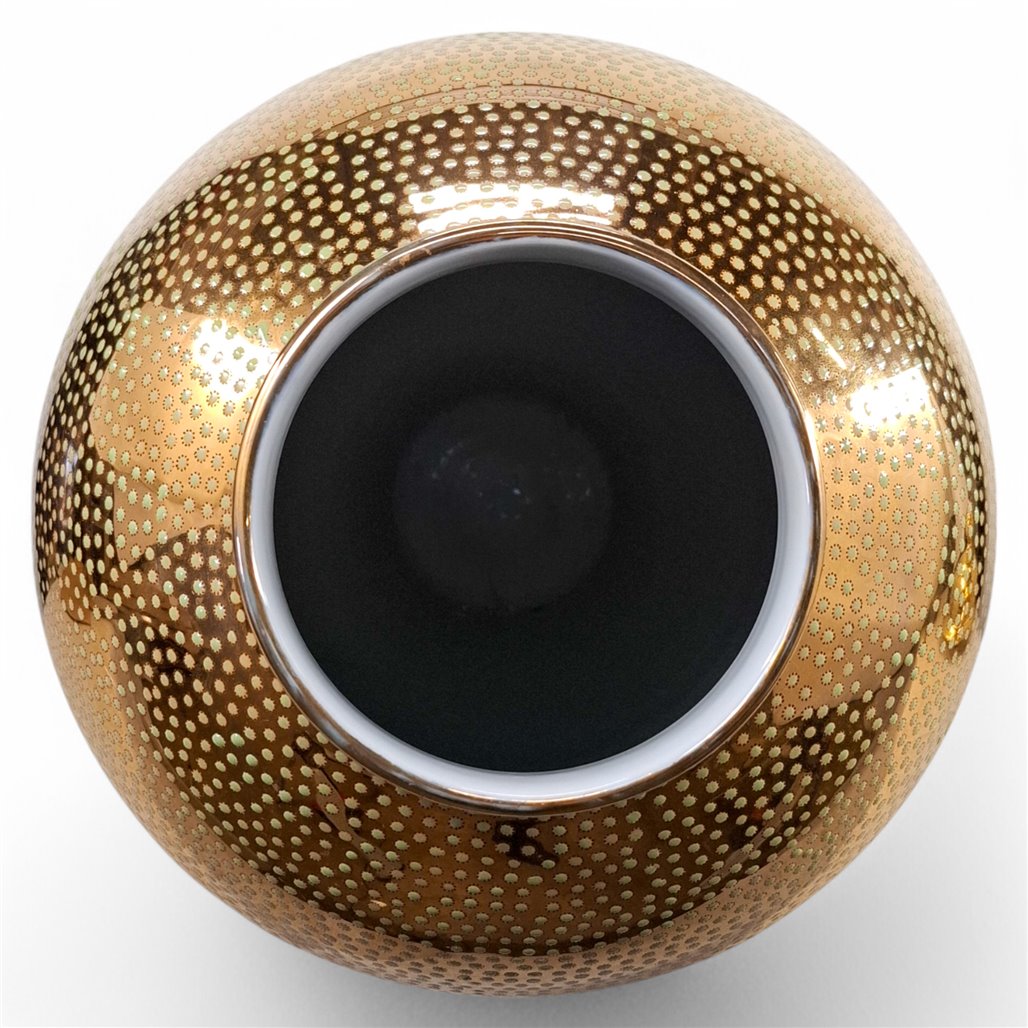 Danny's Fine Porcelain Gold Mesh Lidded Jar - CLOSEOUT