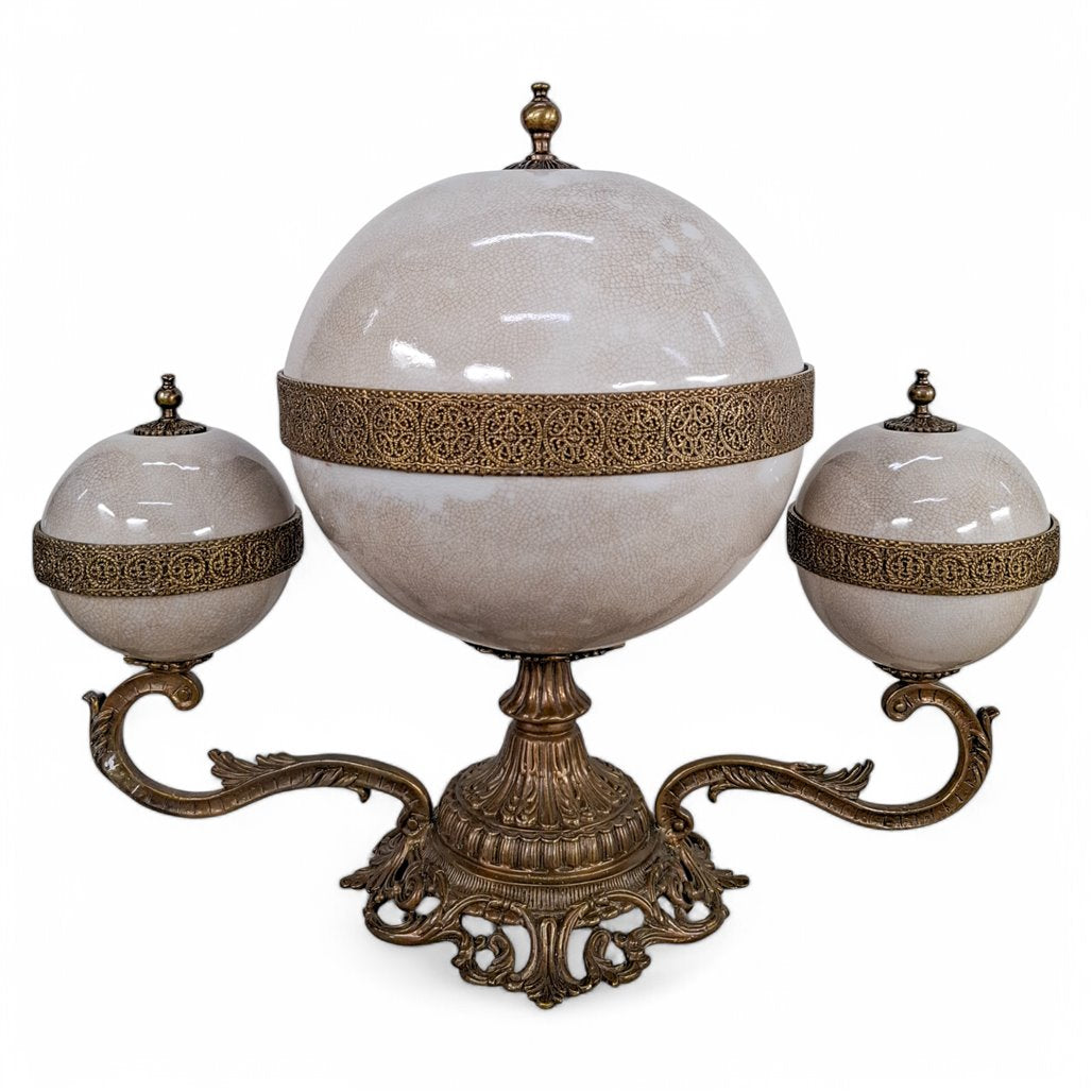 Danny's Fine Porcelain Blanc Chic Covered Trophy Centerpiece - CLOSEOUT