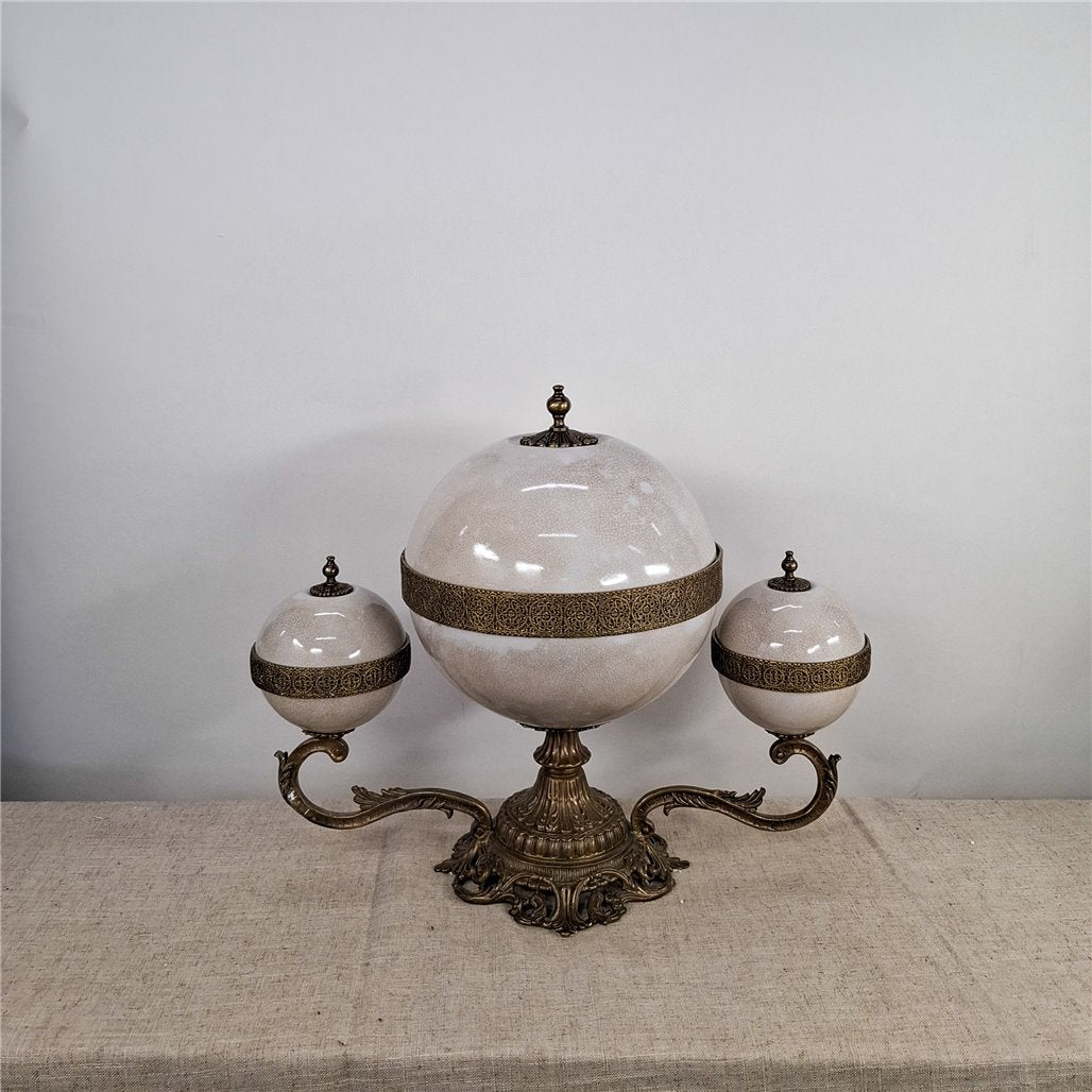 Danny's Fine Porcelain Blanc Chic Covered Trophy Centerpiece - CLOSEOUT