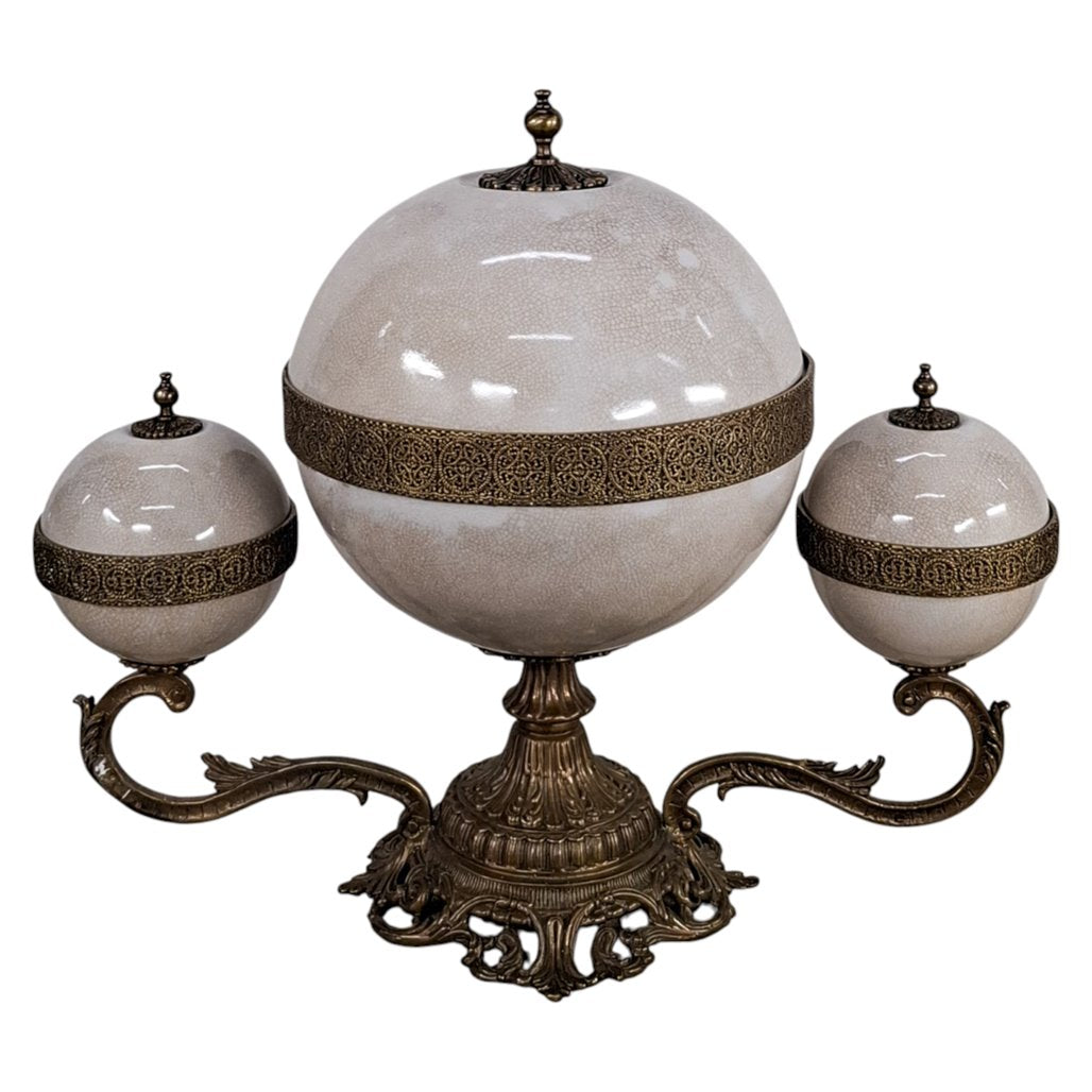 Danny's Fine Porcelain Blanc Chic Covered Trophy Centerpiece - CLOSEOUT