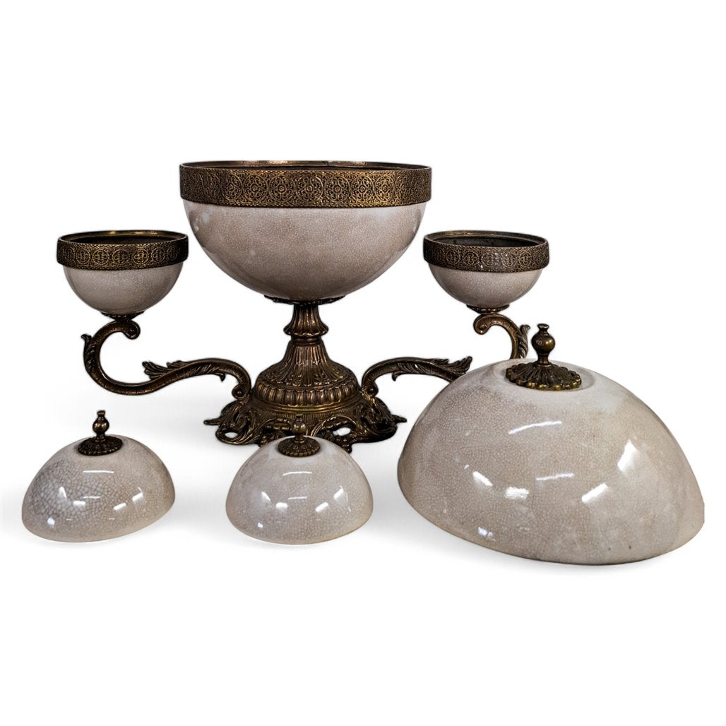 Danny's Fine Porcelain Blanc Chic Covered Trophy Centerpiece - CLOSEOUT