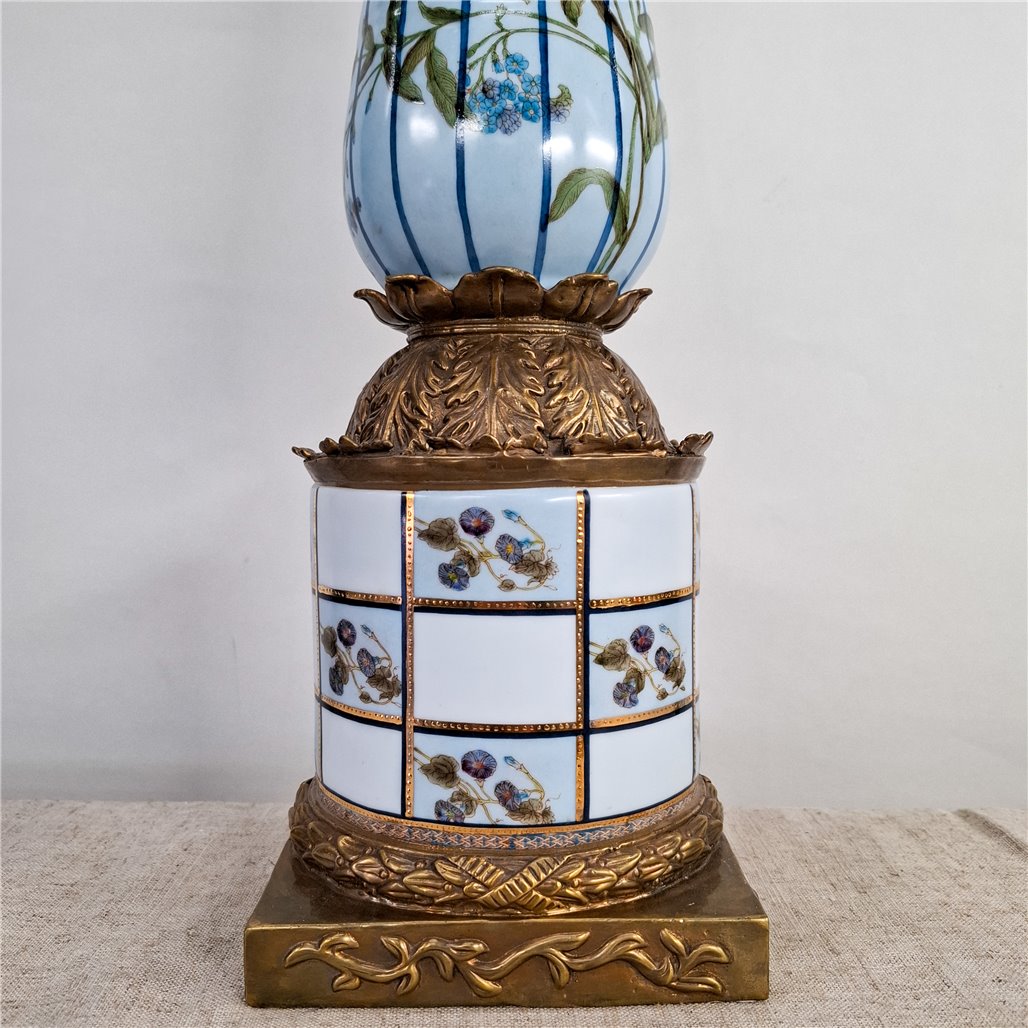 Danny's Fine Porcelain Porcelain Candle Holder with Bronze Ormolu - CLOSEOUT
