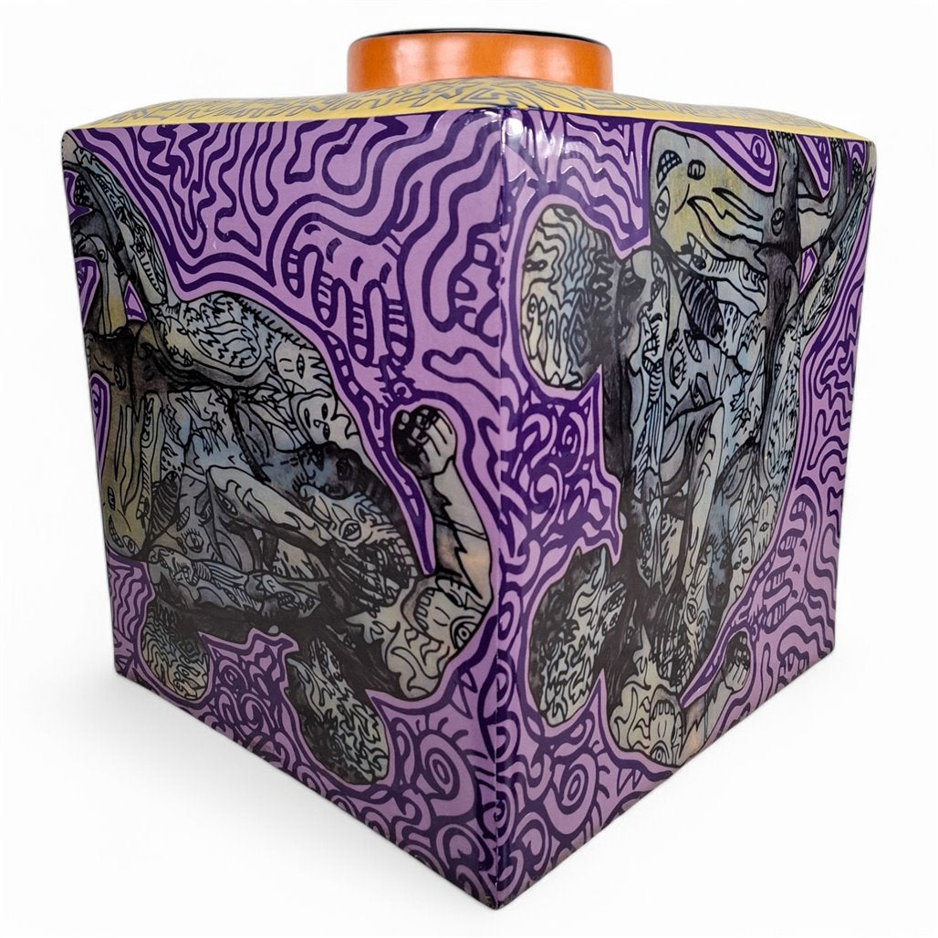 Danny's Fine Porcelain Purple Square Square Jar - CLOSEOUT