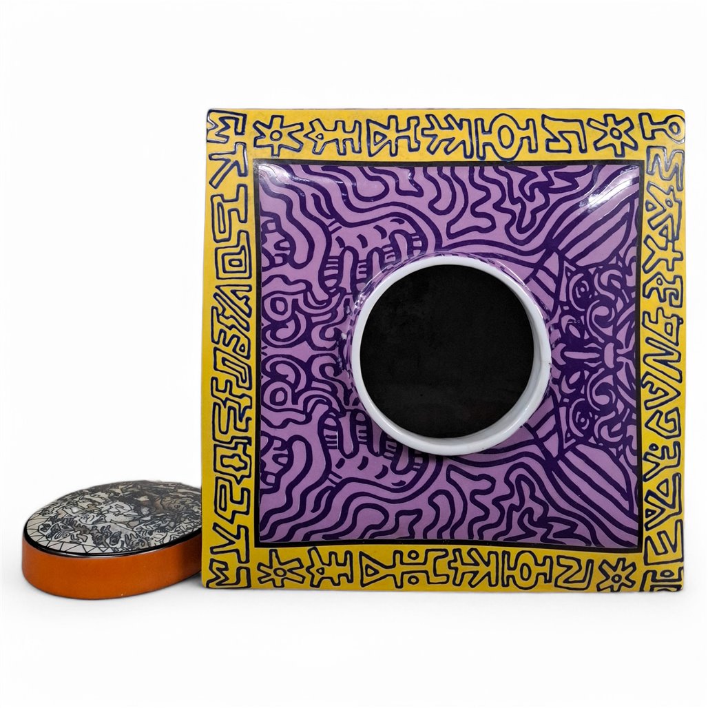 Danny's Fine Porcelain Purple Square Square Jar - CLOSEOUT