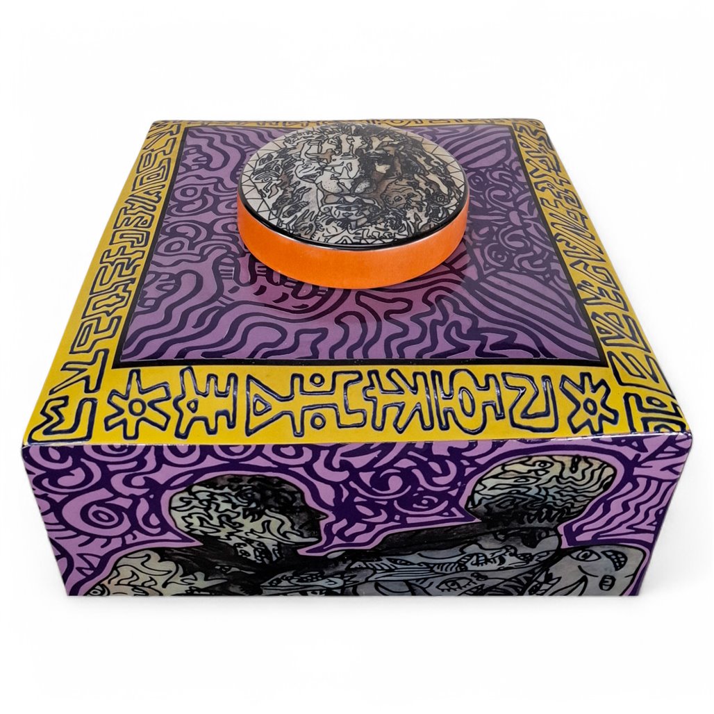 Danny's Fine Porcelain Purple Square Square Jar - CLOSEOUT