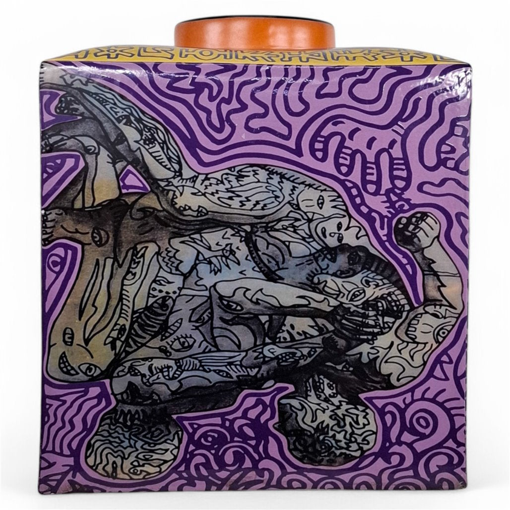 Danny's Fine Porcelain Purple Square Square Jar - CLOSEOUT