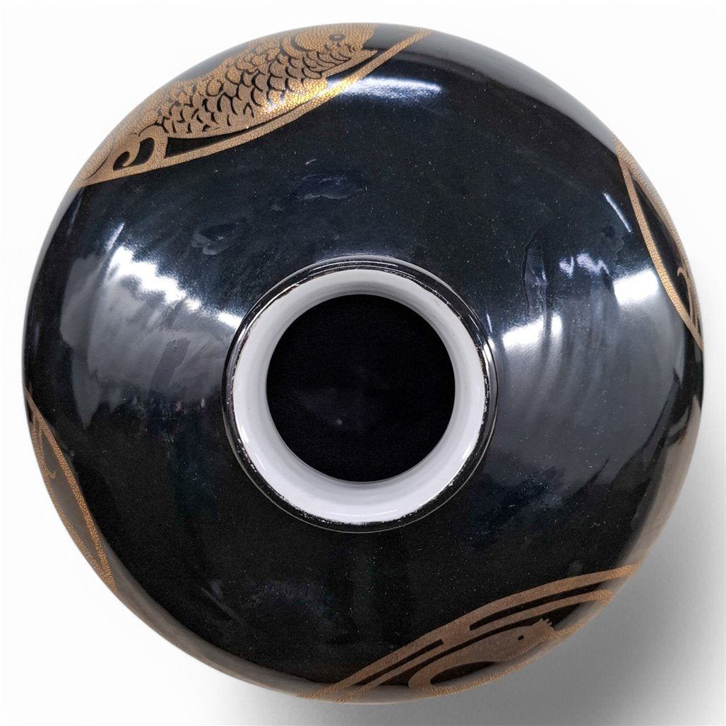 Danny's Fine Porcelain Black Gold Vase - CLOSEOUT