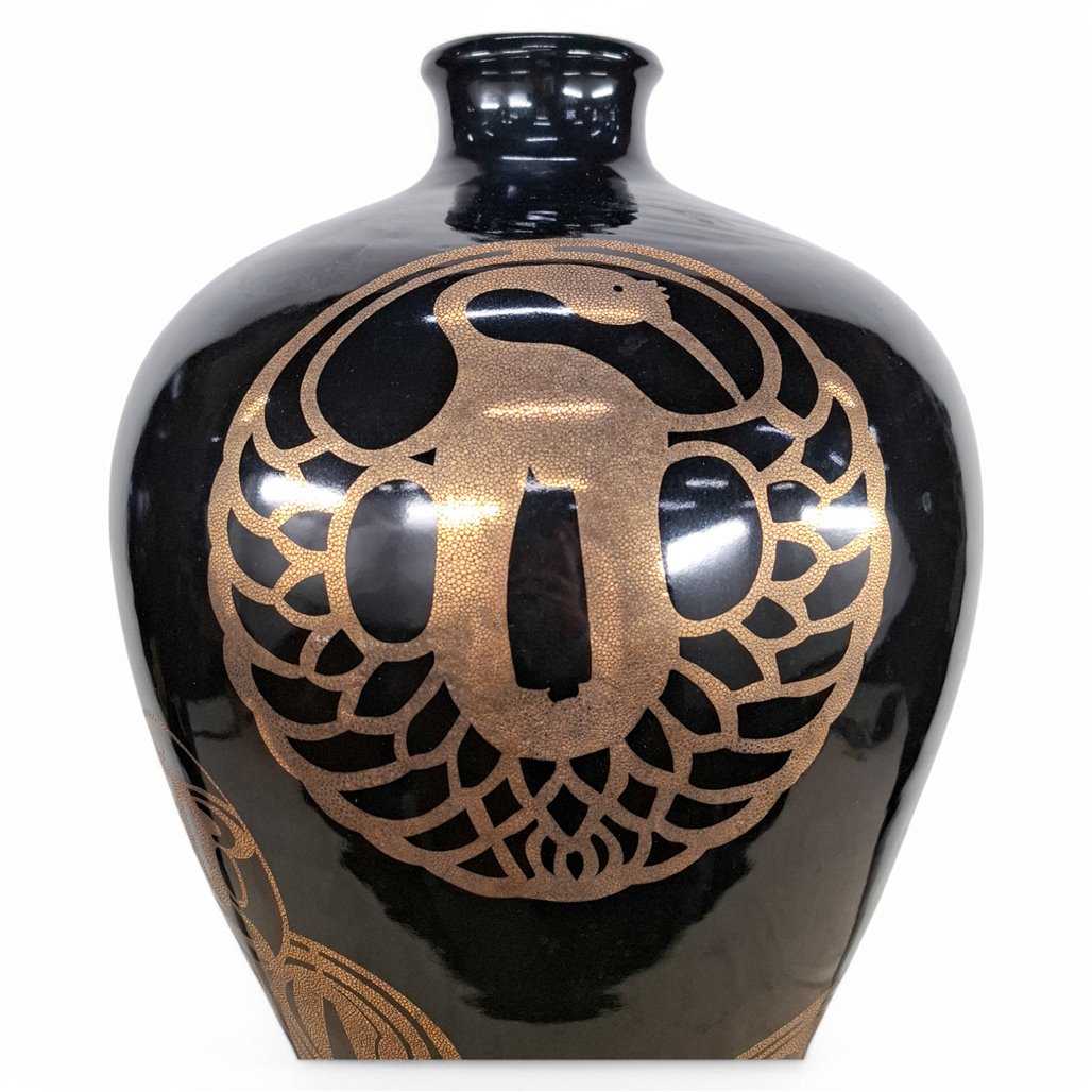Danny's Fine Porcelain Black Gold Vase - CLOSEOUT