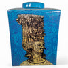 Danny's Fine Porcelain Blue Square Square Jar - CLOSEOUT