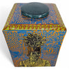 Danny's Fine Porcelain Blue Gold Square Jar - CLOSEOUT
