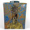 Danny's Fine Porcelain Blue Gold Square Jar - CLOSEOUT