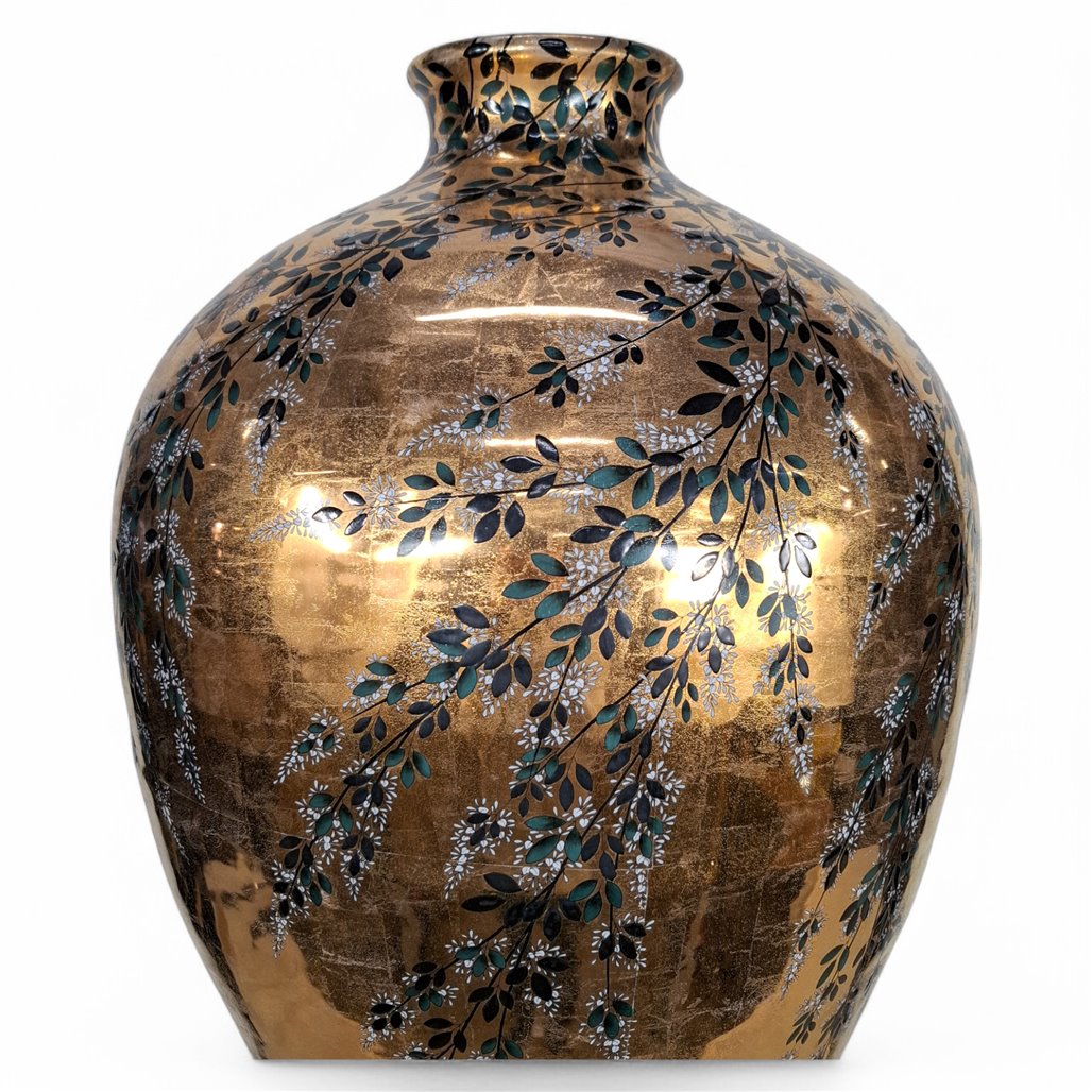 Danny's Fine Porcelain Gold Floral Vase - CLOSEOUT