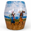 Danny's Fine Porcelain Village Scene Garden Stool - CLOSEOUT
