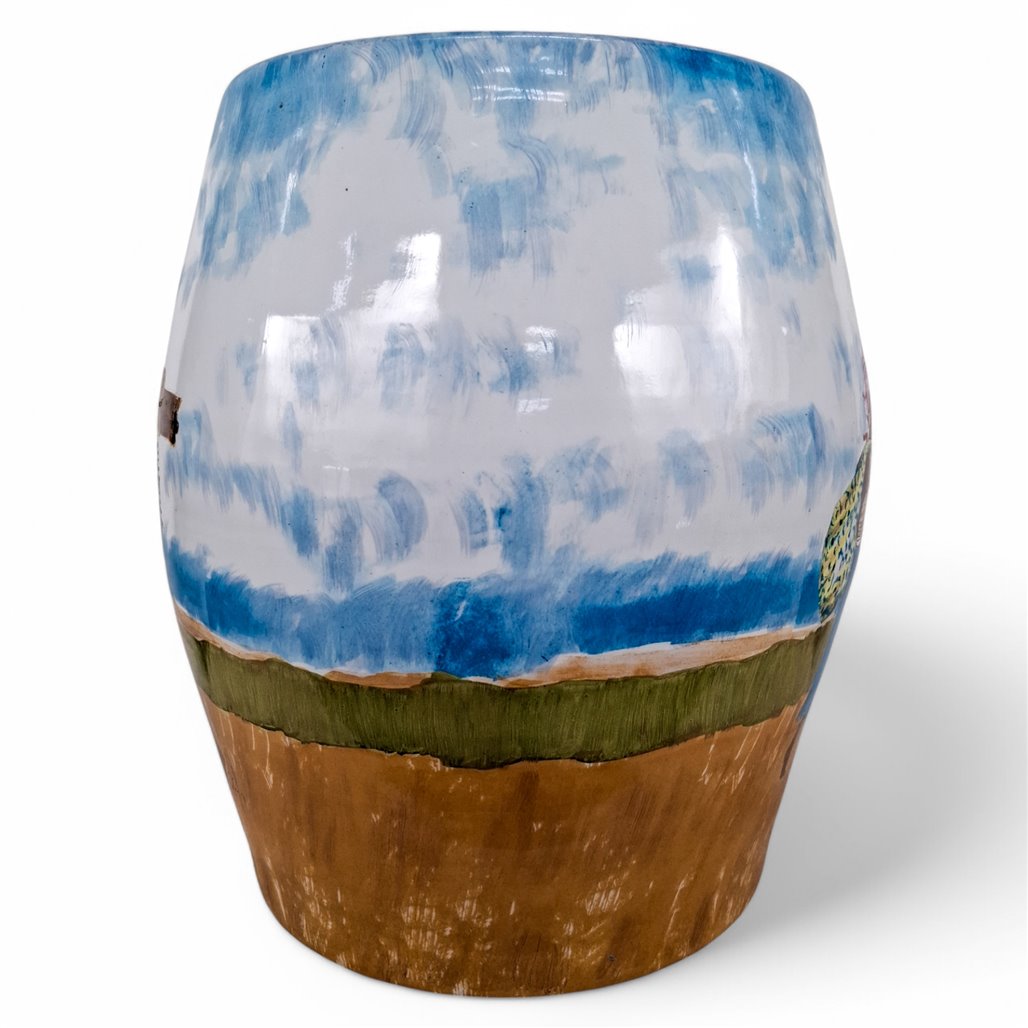 Danny's Fine Porcelain Village Scene Garden Stool - CLOSEOUT
