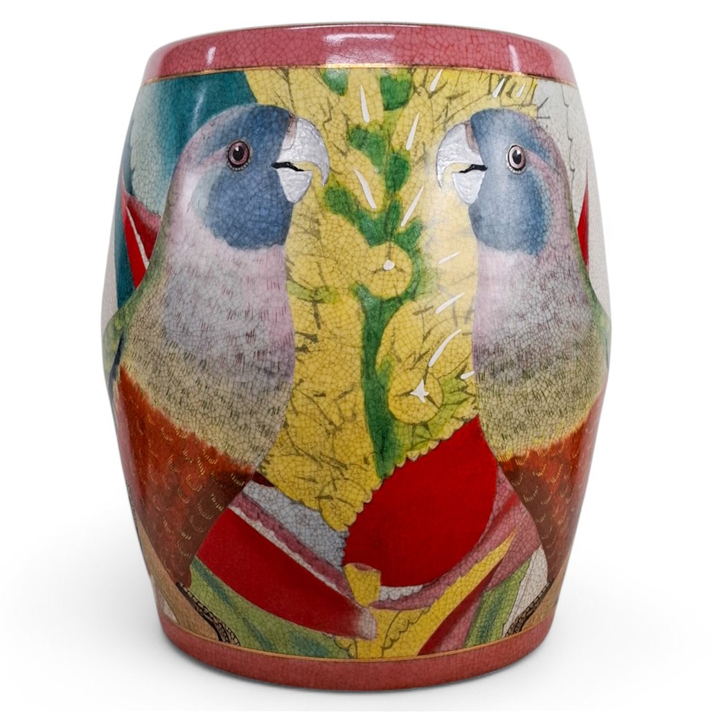 Danny's Fine Porcelain Parrot Garden Stool - CLOSEOUT