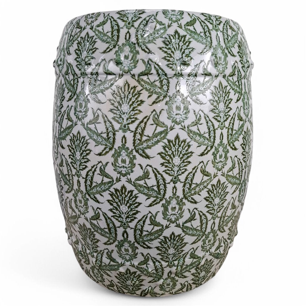 Danny's Fine Porcelain Green Vine Garden Stool - CLOSEOUT
