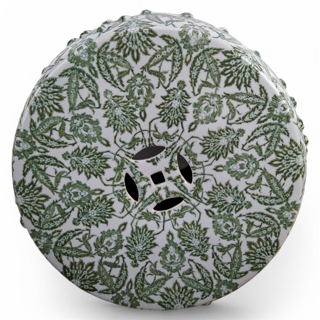 Danny's Fine Porcelain Green Vine Garden Stool - CLOSEOUT