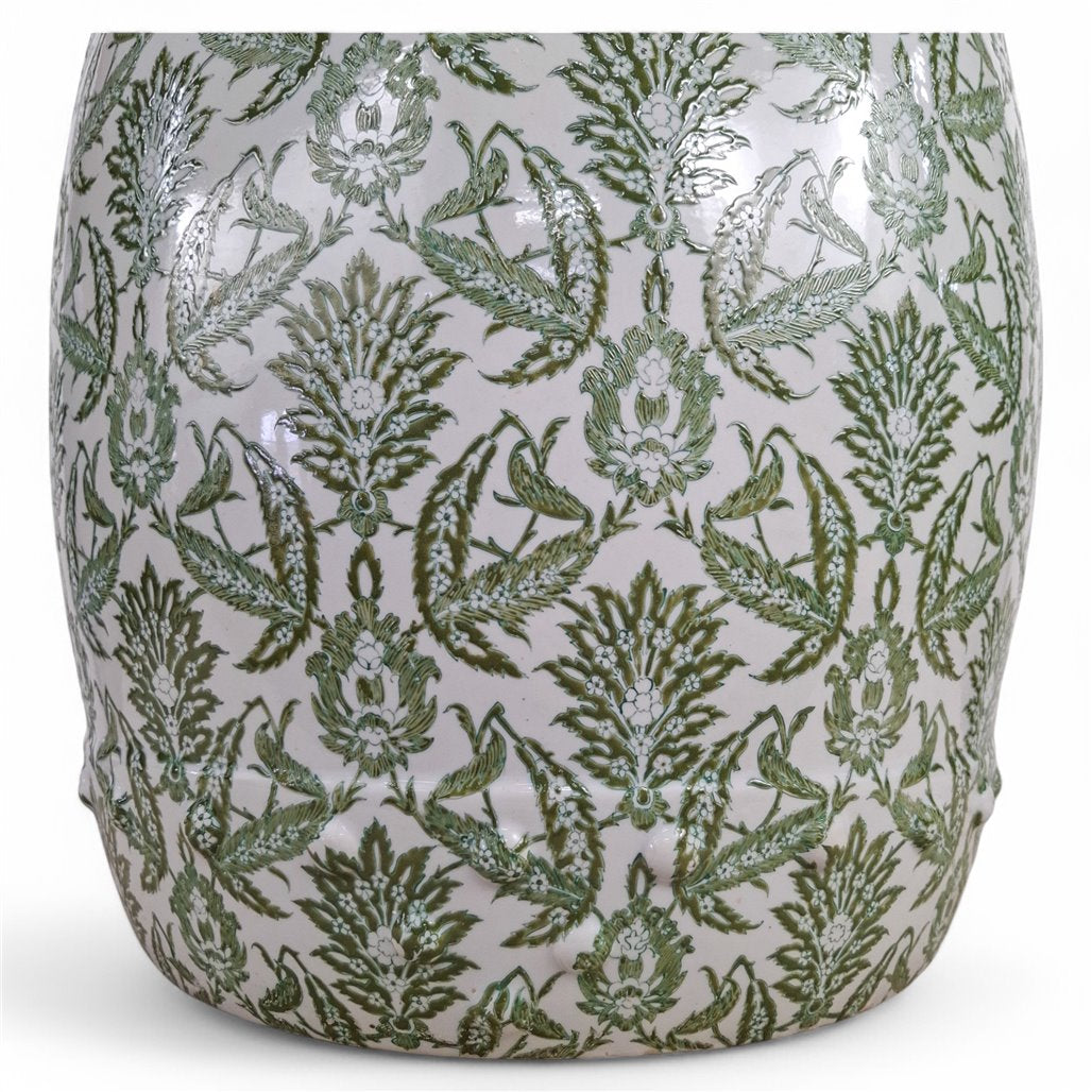 Danny's Fine Porcelain Green Vine Garden Stool - CLOSEOUT