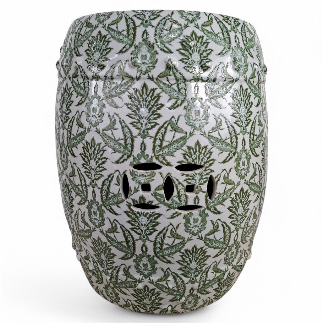 Danny's Fine Porcelain Green Vine Garden Stool - CLOSEOUT