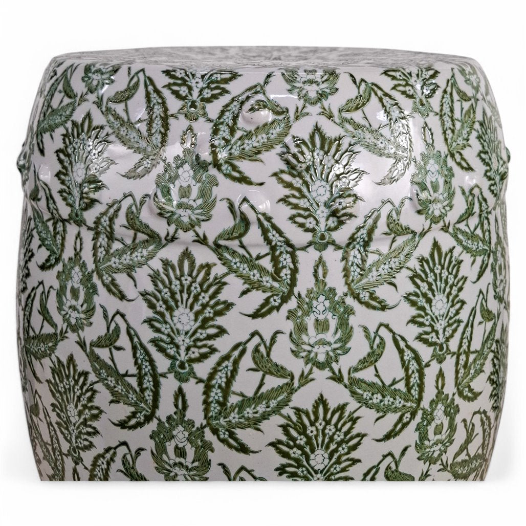 Danny's Fine Porcelain Green Vine Garden Stool - CLOSEOUT