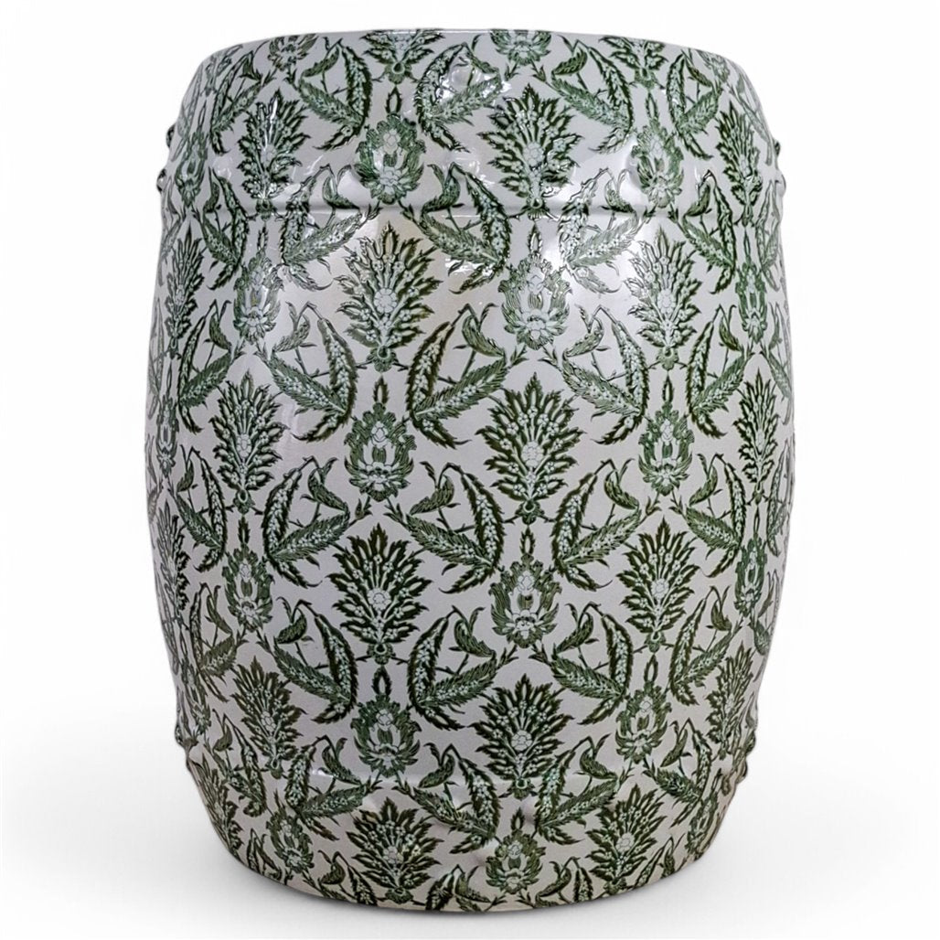 Danny's Fine Porcelain Green Vine Garden Stool - CLOSEOUT