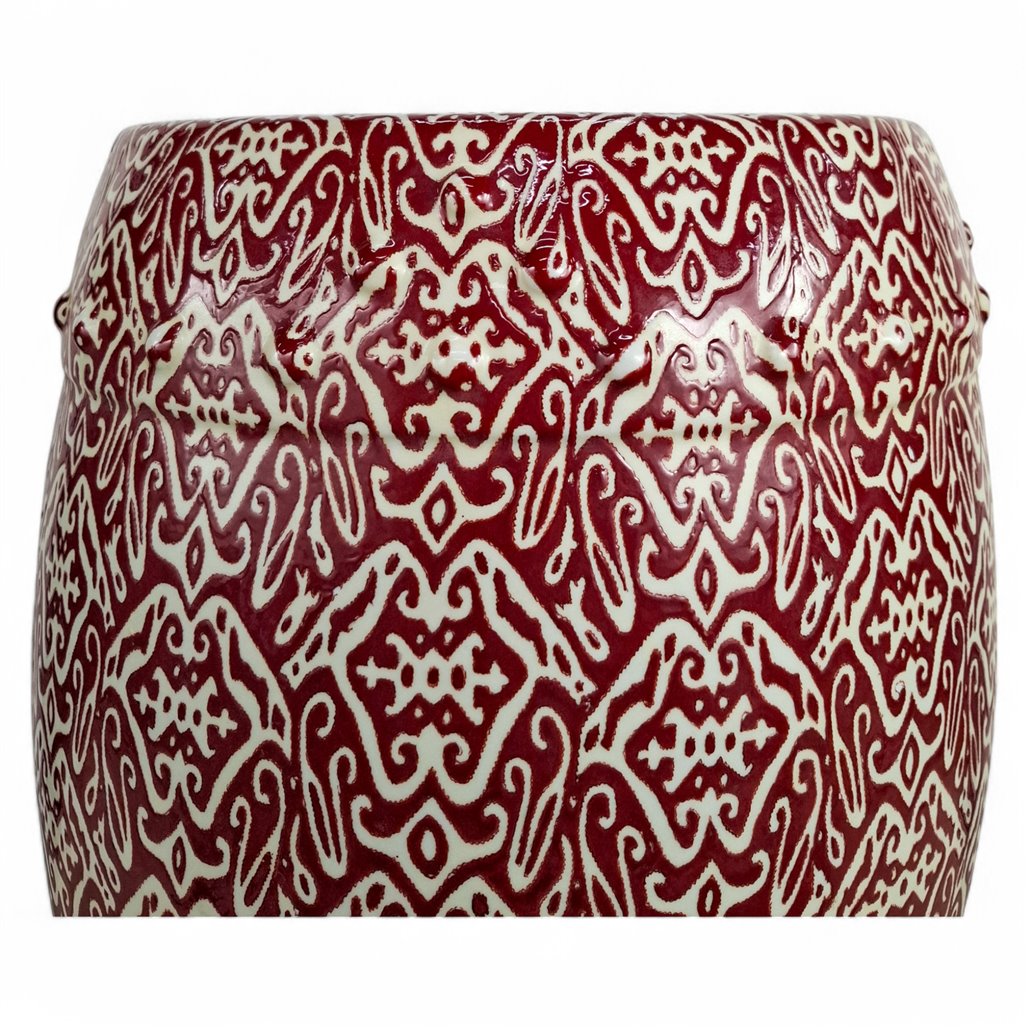 Danny's Fine Porcelain Red Vine Garden Stool - CLOSEOUT