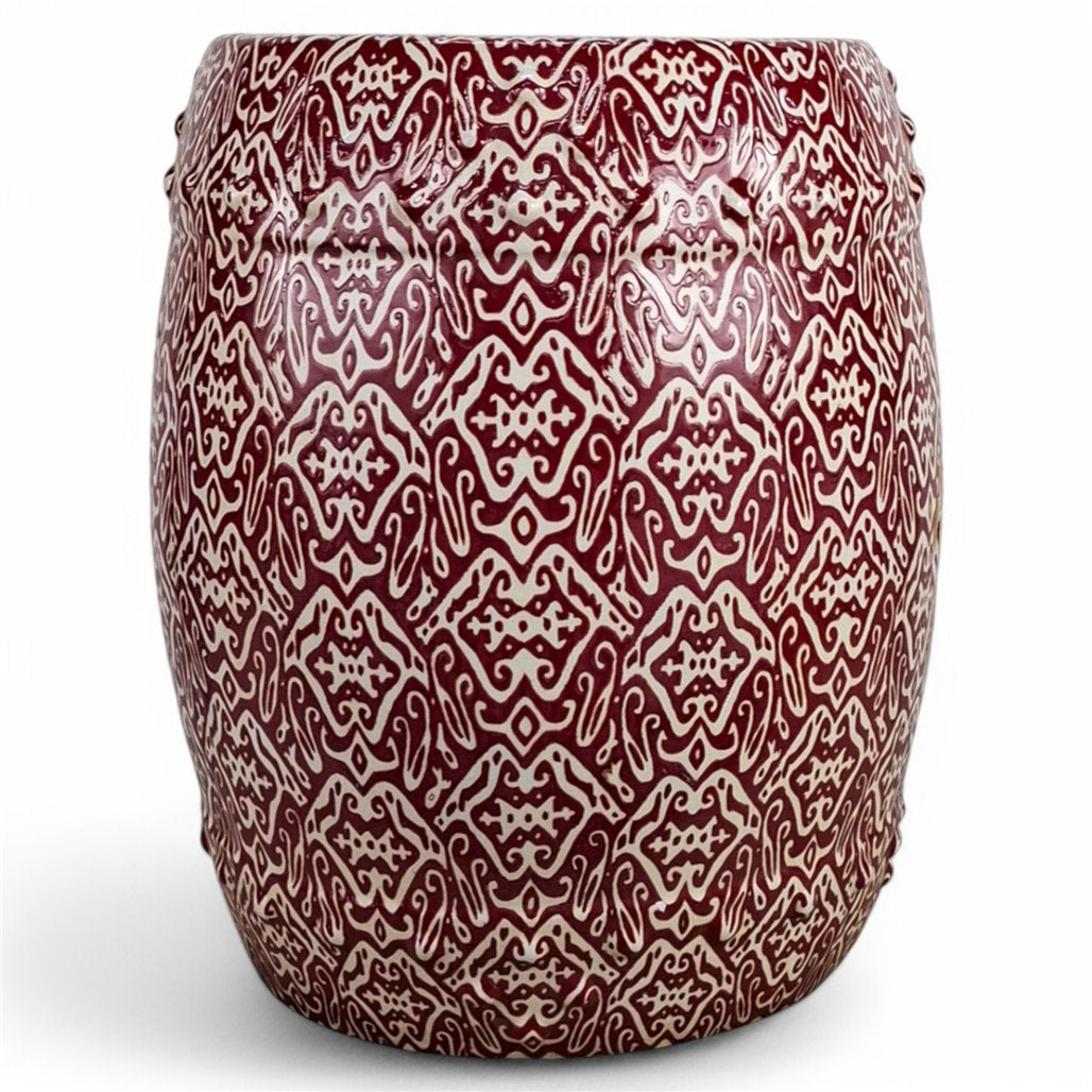 Danny's Fine Porcelain Red Vine Garden Stool - CLOSEOUT