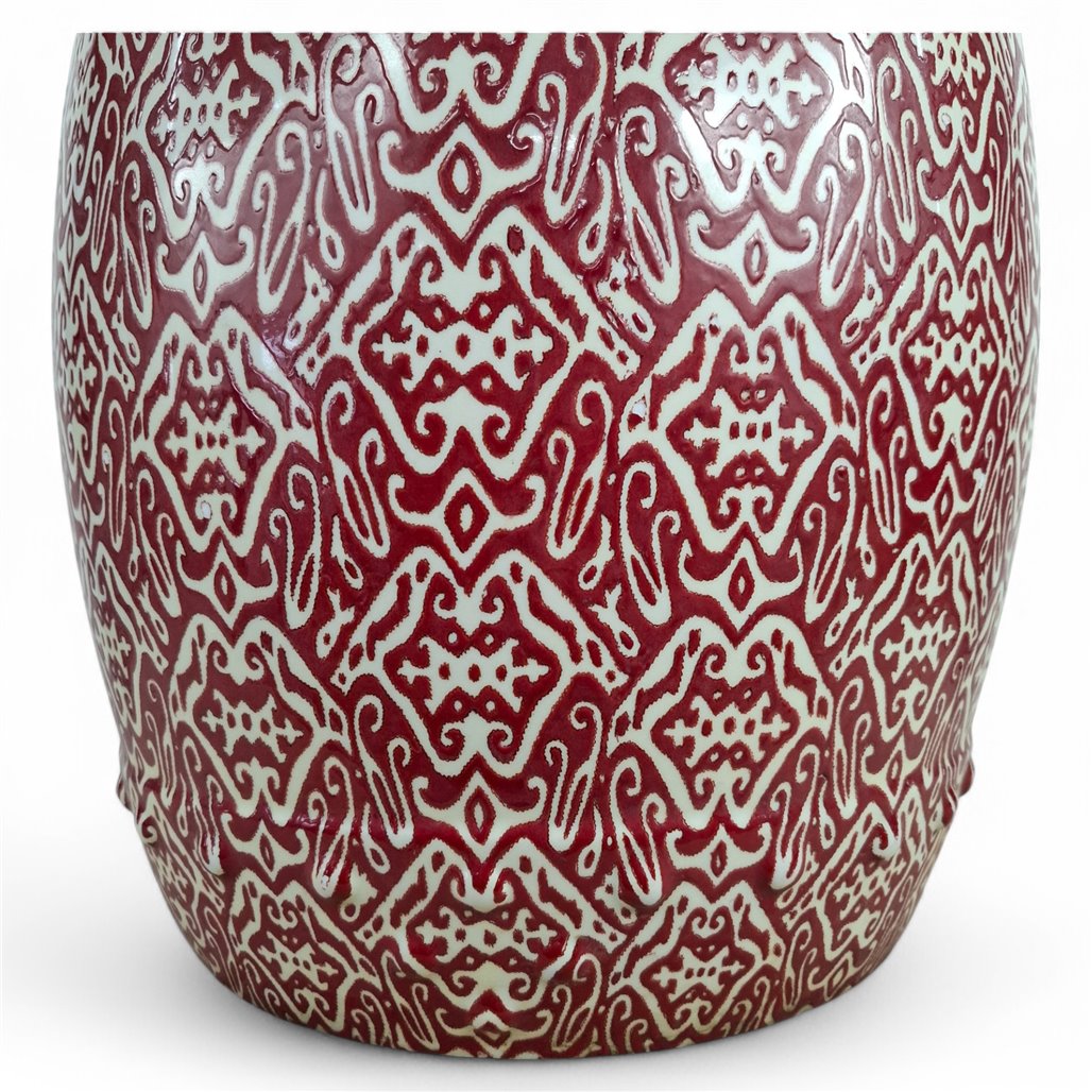 Danny's Fine Porcelain Red Vine Garden Stool - CLOSEOUT