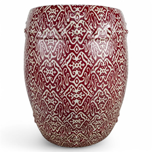 Danny's Fine Porcelain Red Vine Garden Stool - CLOSEOUT