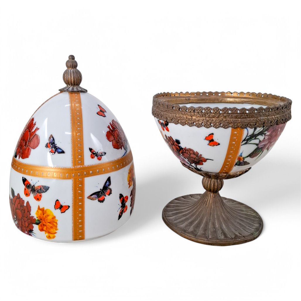 Danny's Fine Porcelain Floral Egg Ornament Jar - CLOSEOUT