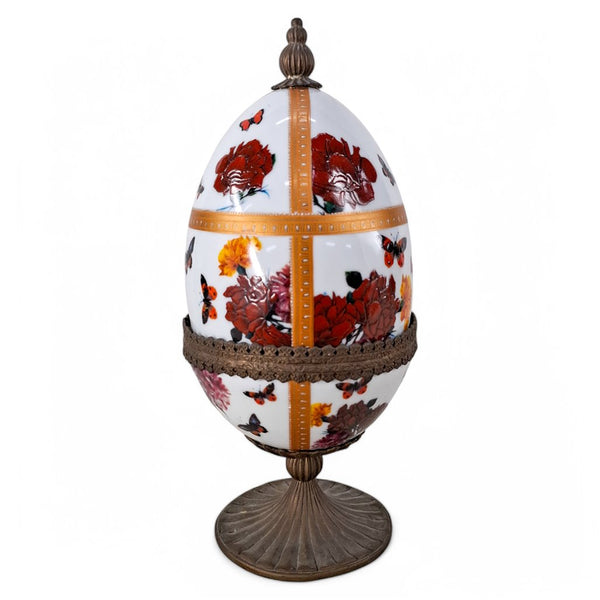 Danny's Fine Porcelain Floral Egg Ornament Jar - CLOSEOUT