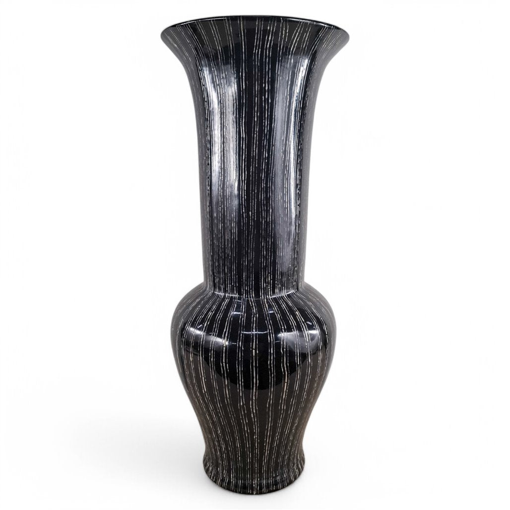 Danny's Fine Porcelain Black Floral Vase - CLOSEOUT