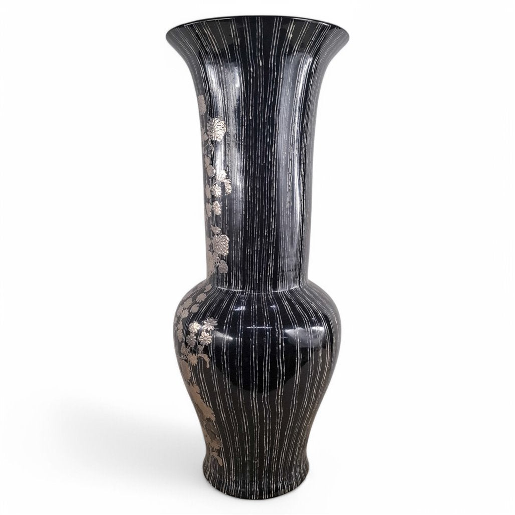 Danny's Fine Porcelain Black Floral Vase - CLOSEOUT