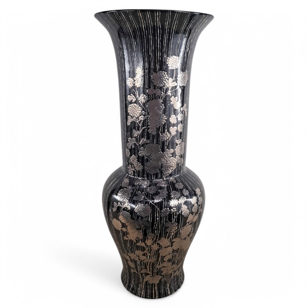Danny's Fine Porcelain Black Floral Vase - CLOSEOUT