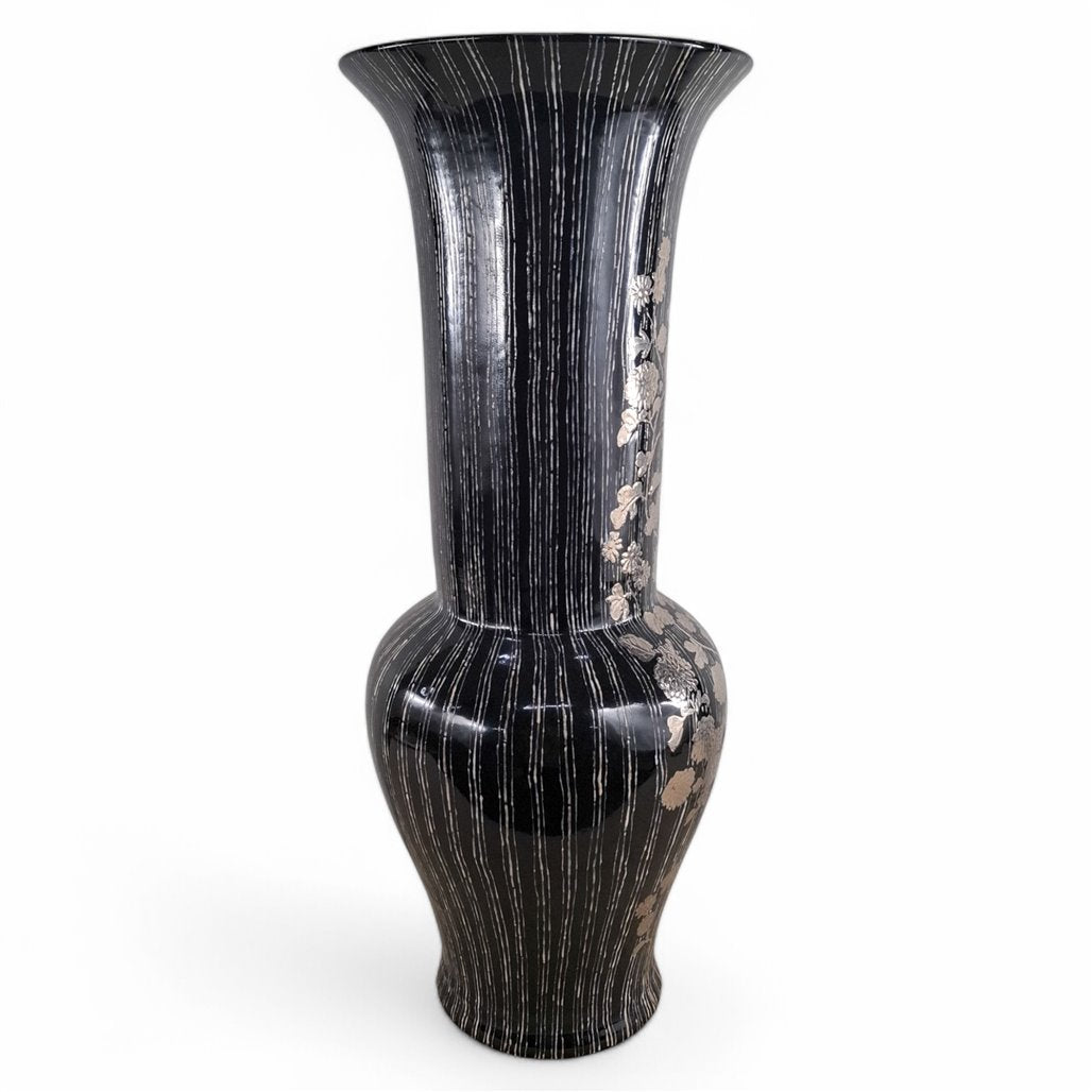Danny's Fine Porcelain Black Floral Vase - CLOSEOUT
